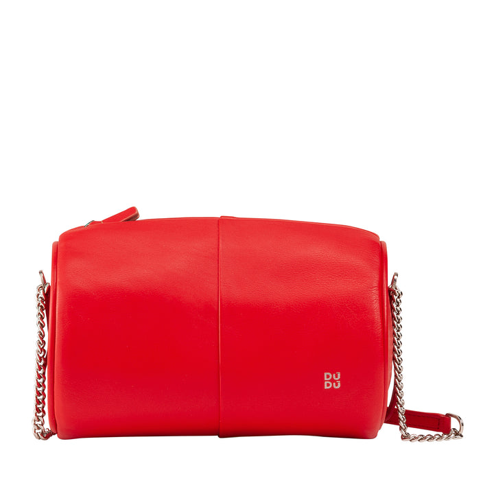 DUDU Women's Women's Leather Bag, shoulder bag with chain and leather, small fashion cylinder bag elegant with zipper