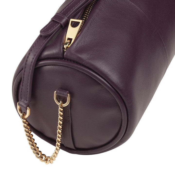 DUDU Women's Women's Leather Bag, shoulder bag with chain and leather, small fashion cylinder bag elegant with zipper