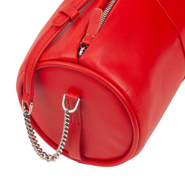 DUDU Women's Women's Leather Bag, shoulder bag with chain and leather, small fashion cylinder bag elegant with zipper