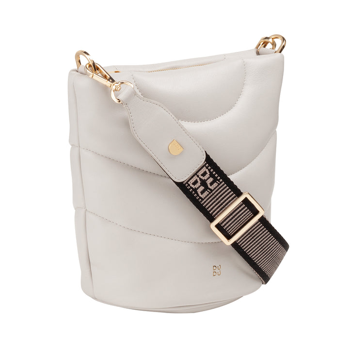 DUDU Women's Shoulder Bag and Padded Padded shoulder strap in Nappa leather, small bag with hinge, elegant design