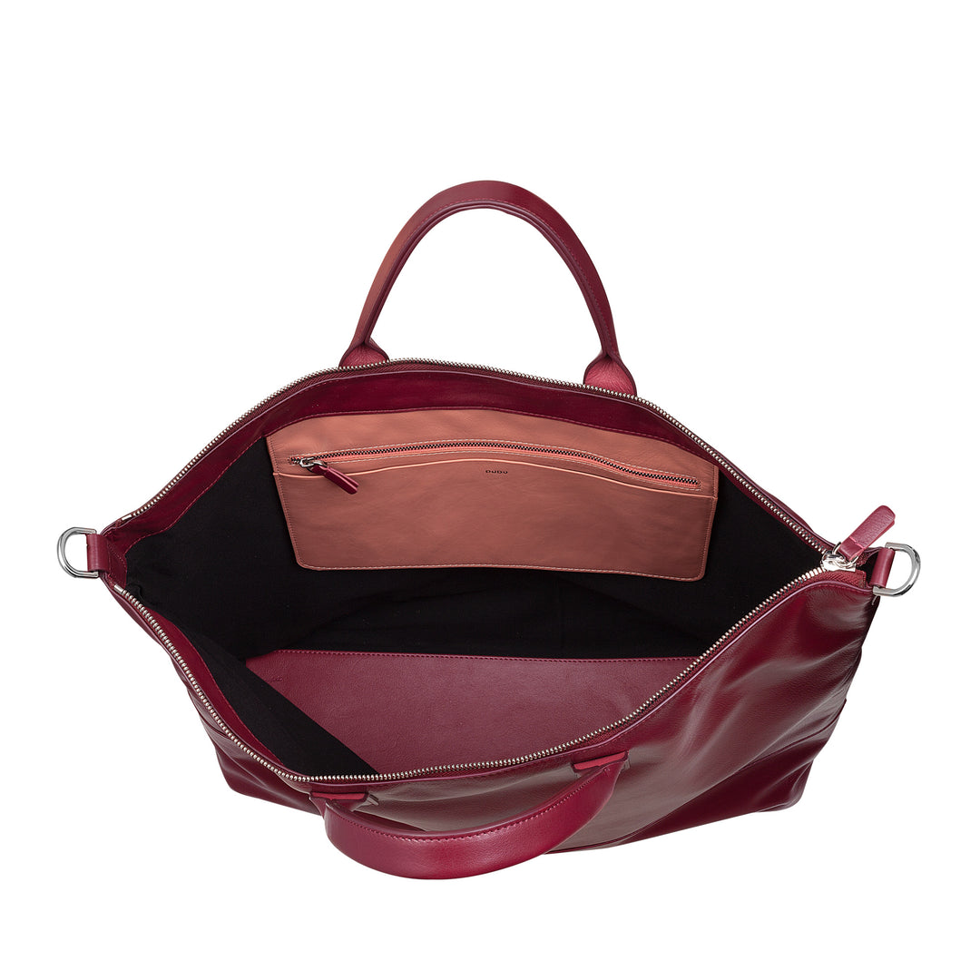 DUDU WOMEN SOFT WOMEN BAG IN LEATHER, GREGING BRWING BAG WITH DETABLE BACK, HAND BAG with two handles and zip closure