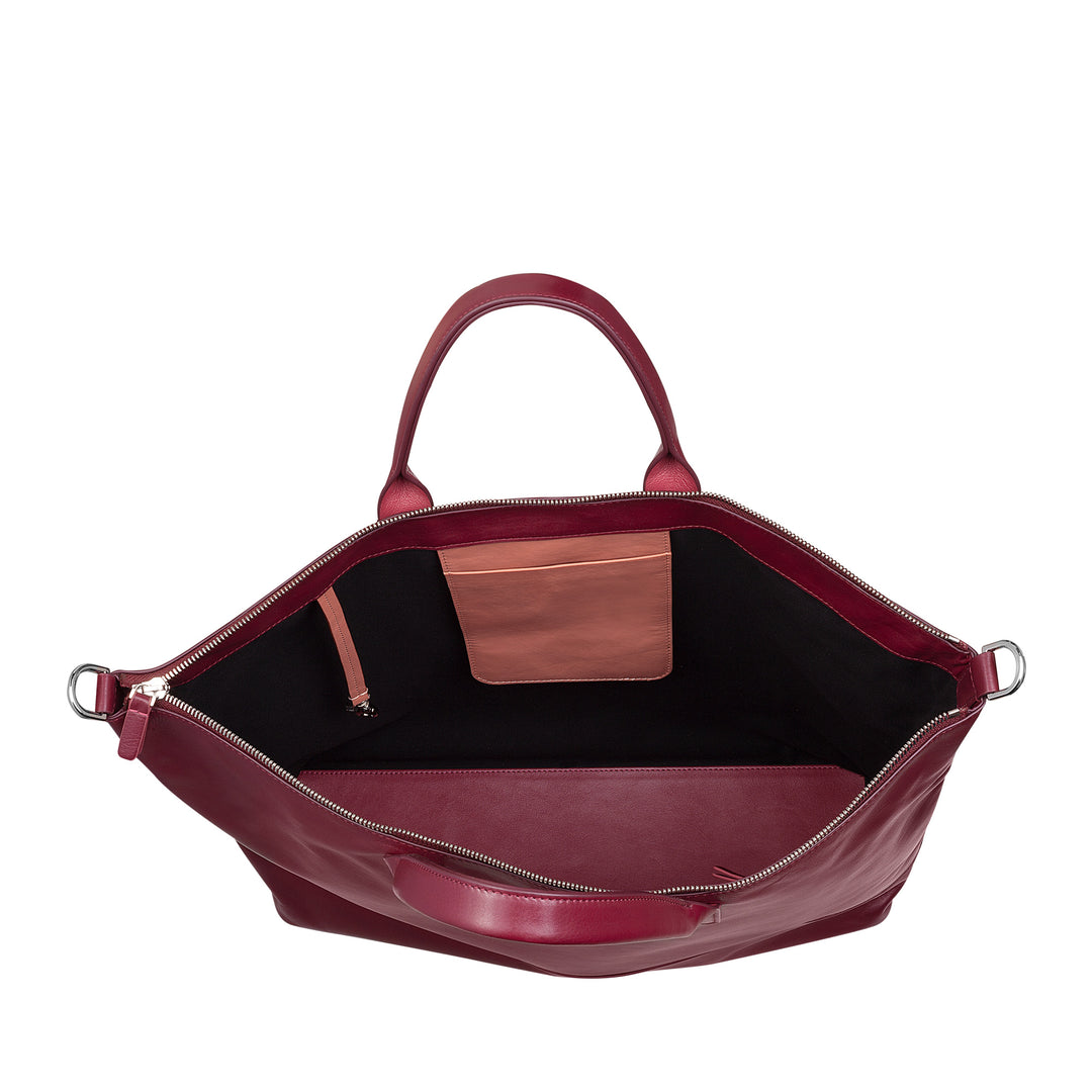 DUDU WOMEN SOFT WOMEN BAG IN LEATHER, GREGING BRWING BAG WITH DETABLE BACK, HAND BAG with two handles and zip closure