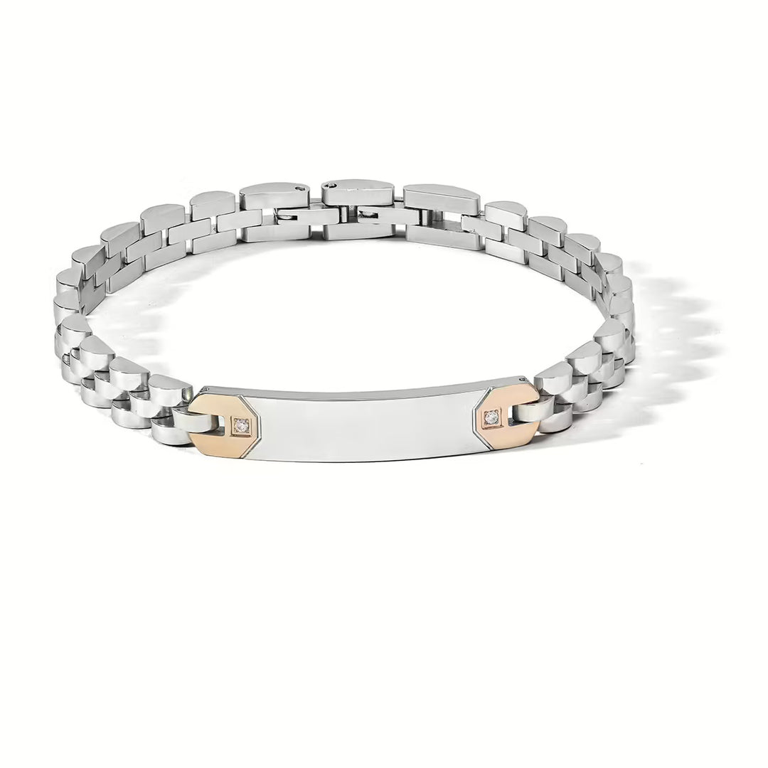 Comet bracelet Zip steel finish PVD rose gold zirconia UBR 1172