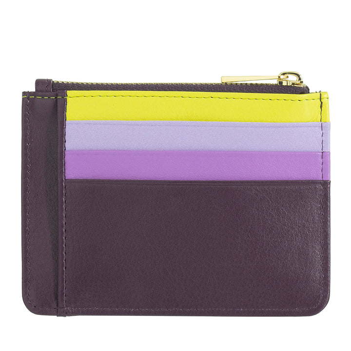 DUDU sachet Credit cards in real colorful leather wallet with zip