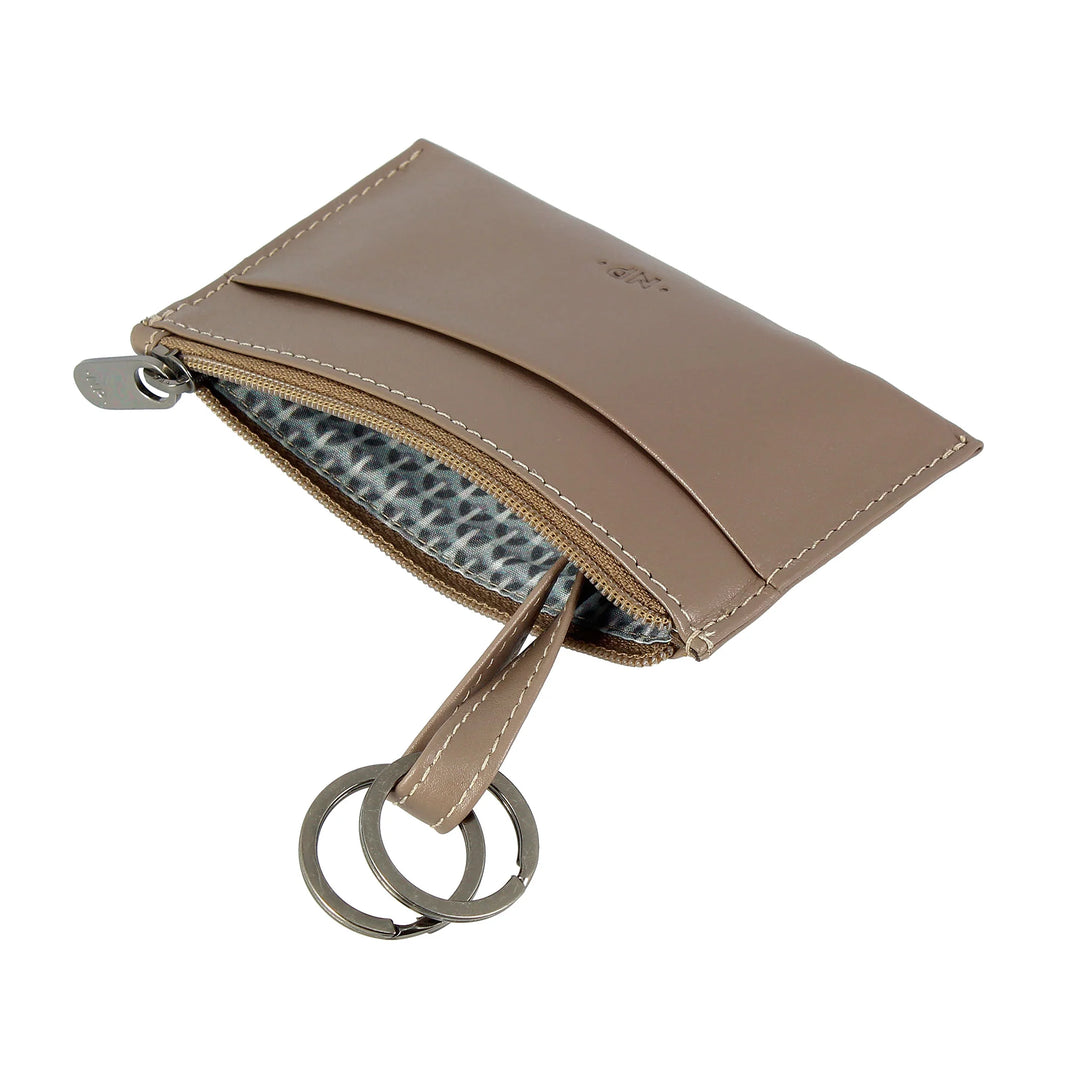 Nuvola Pelle Keychain and Coin Purse in Genuine Nappa Leather Pouch with Zip and 2 rings for keys