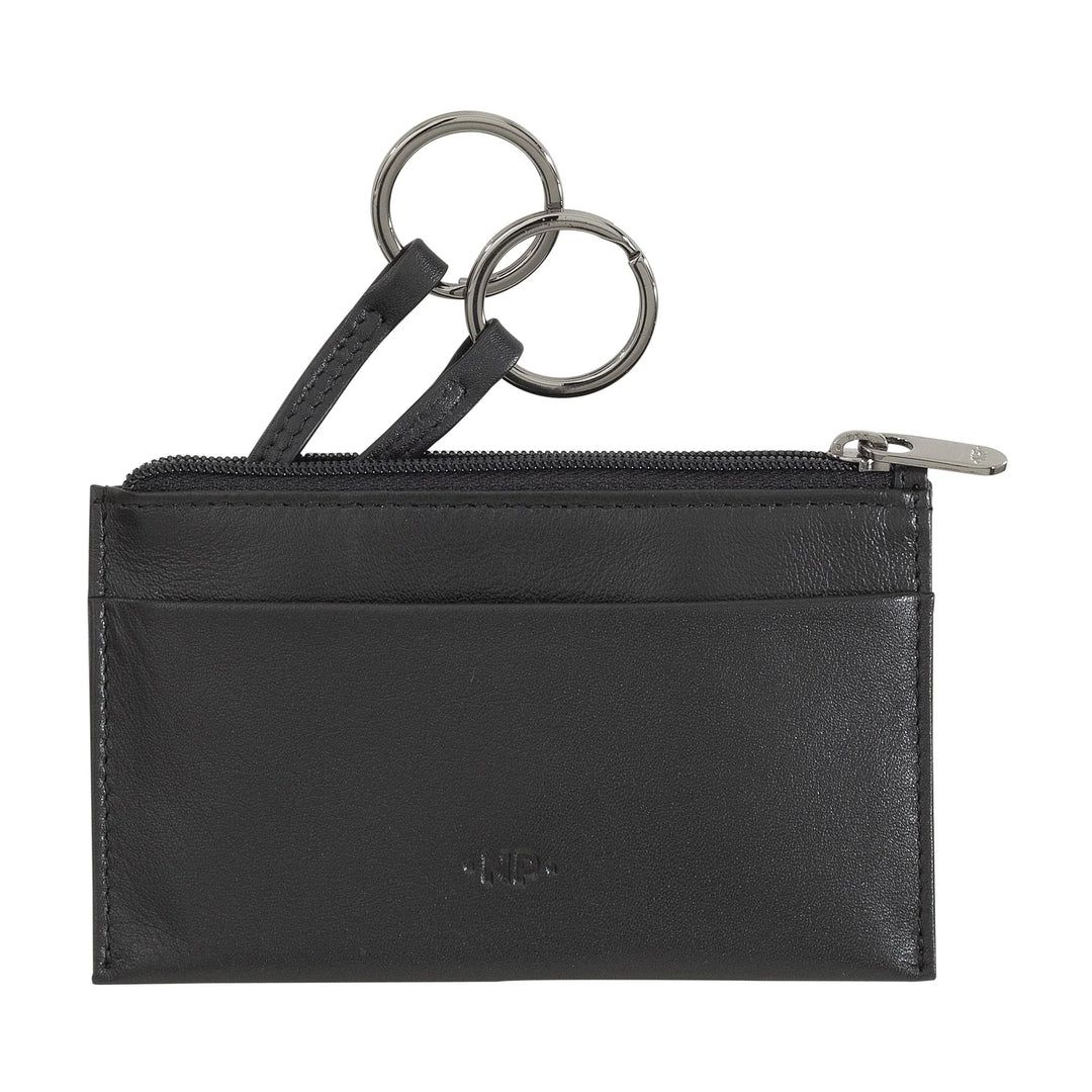Nuvola Pelle Keychain and Coin Purse in Genuine Nappa Leather Pouch with Zip and 2 rings for keys