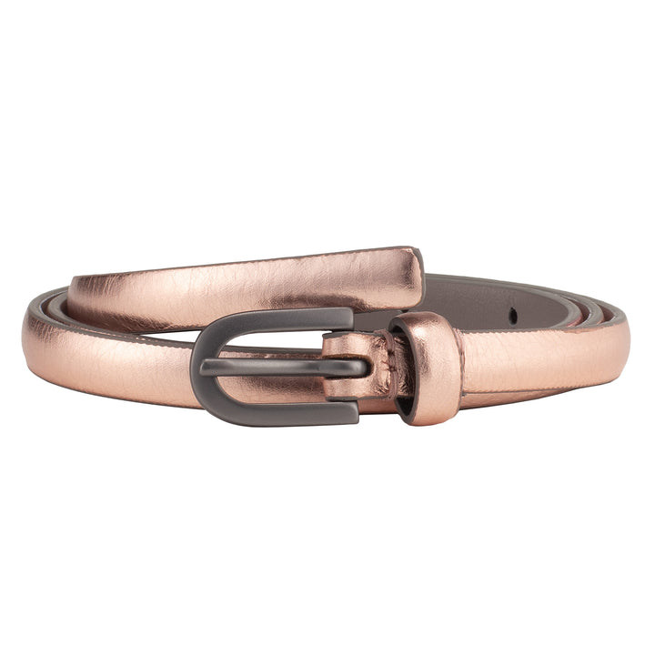 DUDU Belt thin woman in real soft leather two -tone Made in Italy elegant casual with ardiglione buckle