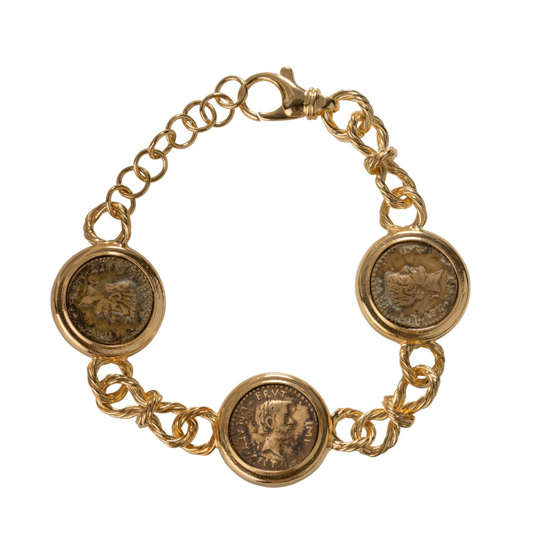 Federica Rossi bracciale in bronzo laminato oro 18kt con 3 monete anticate FR.BR.13 - Capodagli 1937