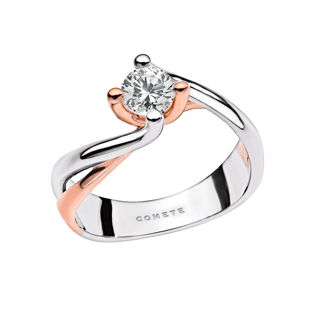 Comete Solitaire Bicolour in Gold and Diamond ANB1852
