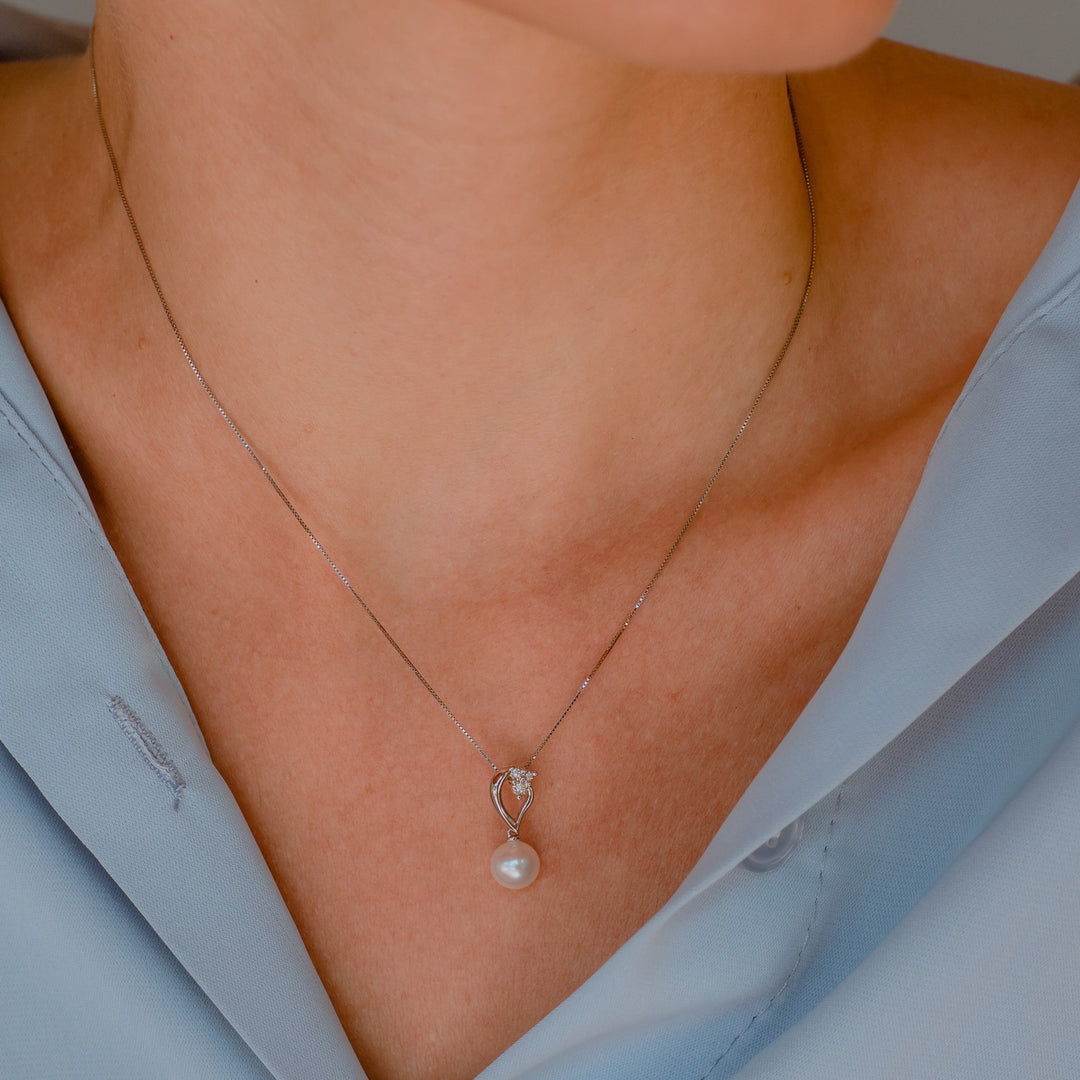 Comete Choker Necklace Pearls in Gold and Diamonds Drop GLP611
