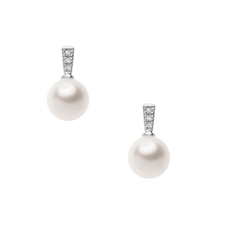 Comete Earrings with Pearl and White Diamonds ORP758