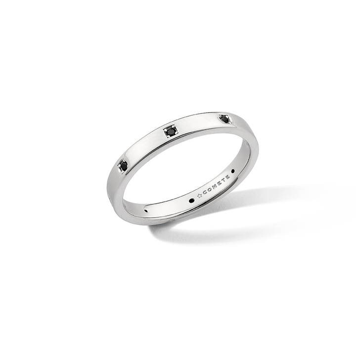 Comete Ring in rhodium-plated 925‰ silver, black zircons UAN132M24