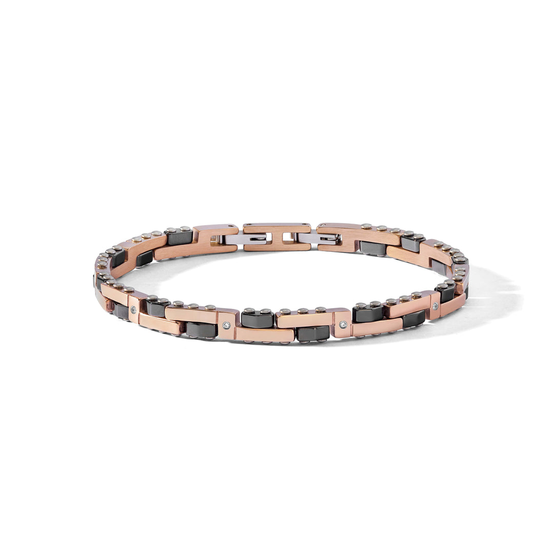 Comete Bracelet in Steel, rosé PVD, black ceramic, diamonds UBR1283