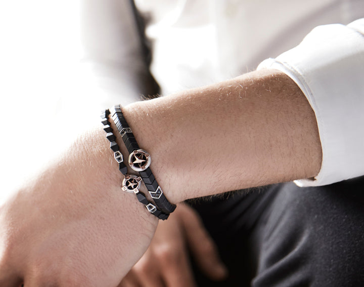 Comete Bracelet in Silver and black ceramic UBR920