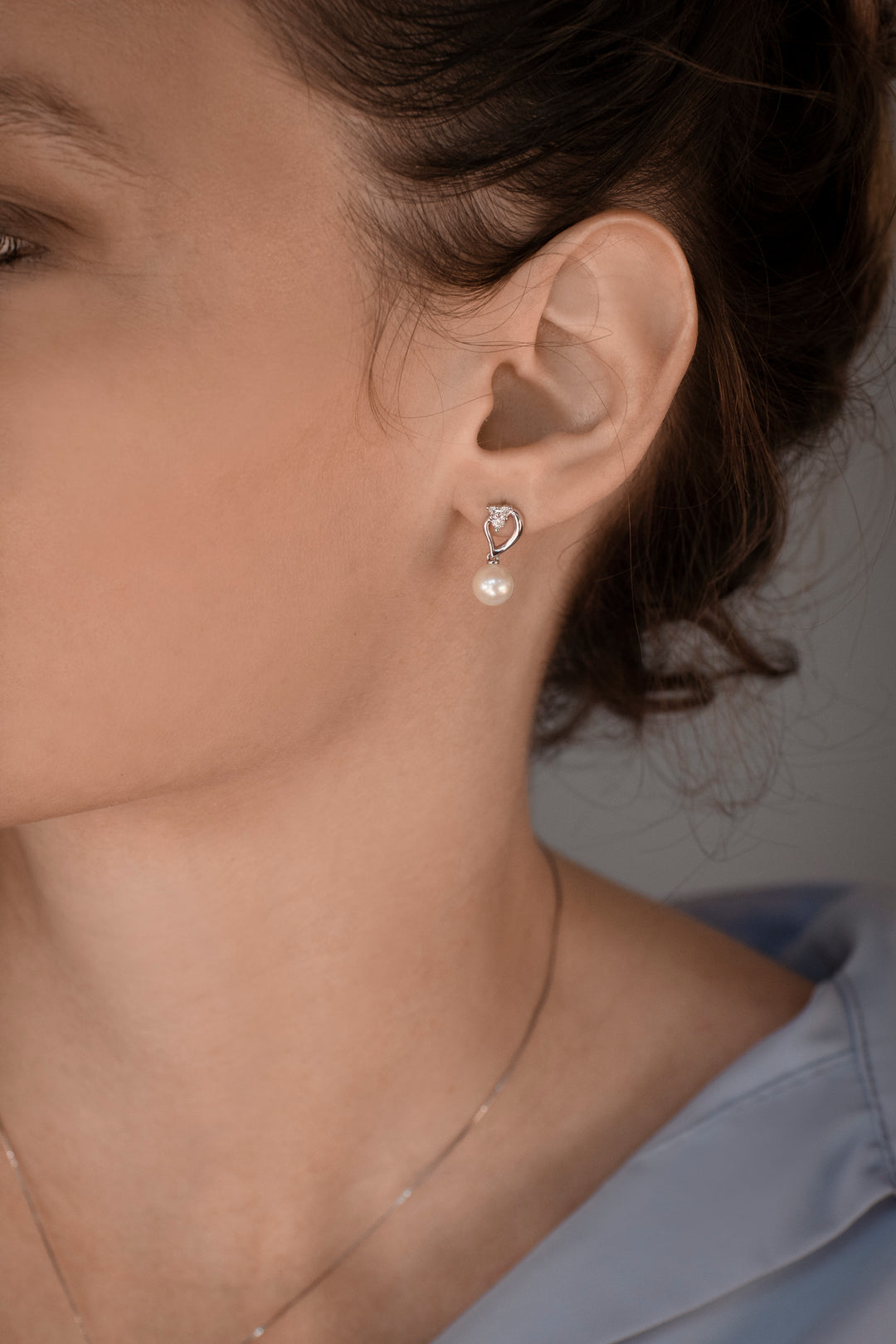 Comete Pearl Earrings in Gold and Diamonds Drop ORP743