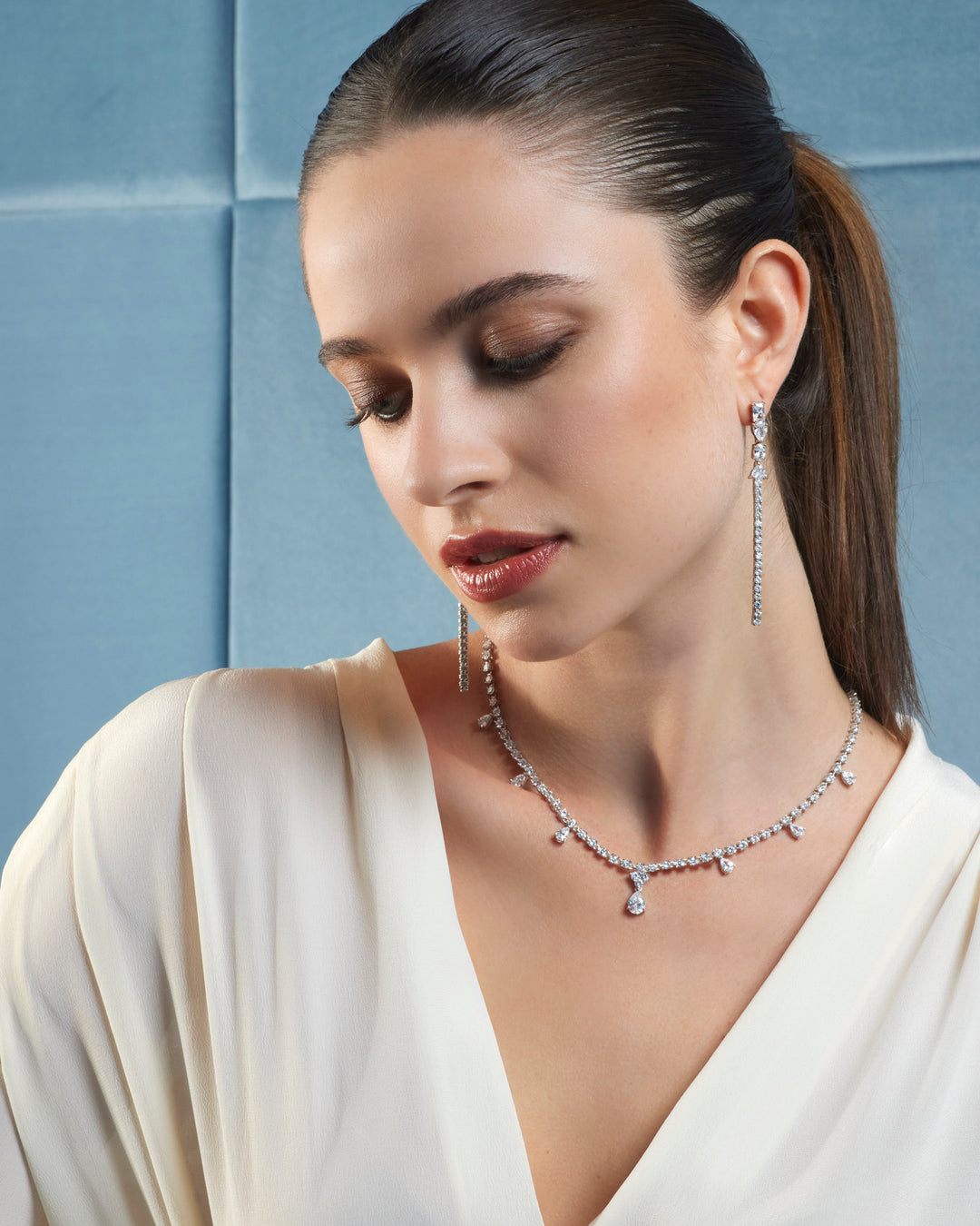 Comete Cascade earrings in 925‰ Silver and white Zircons ORA213