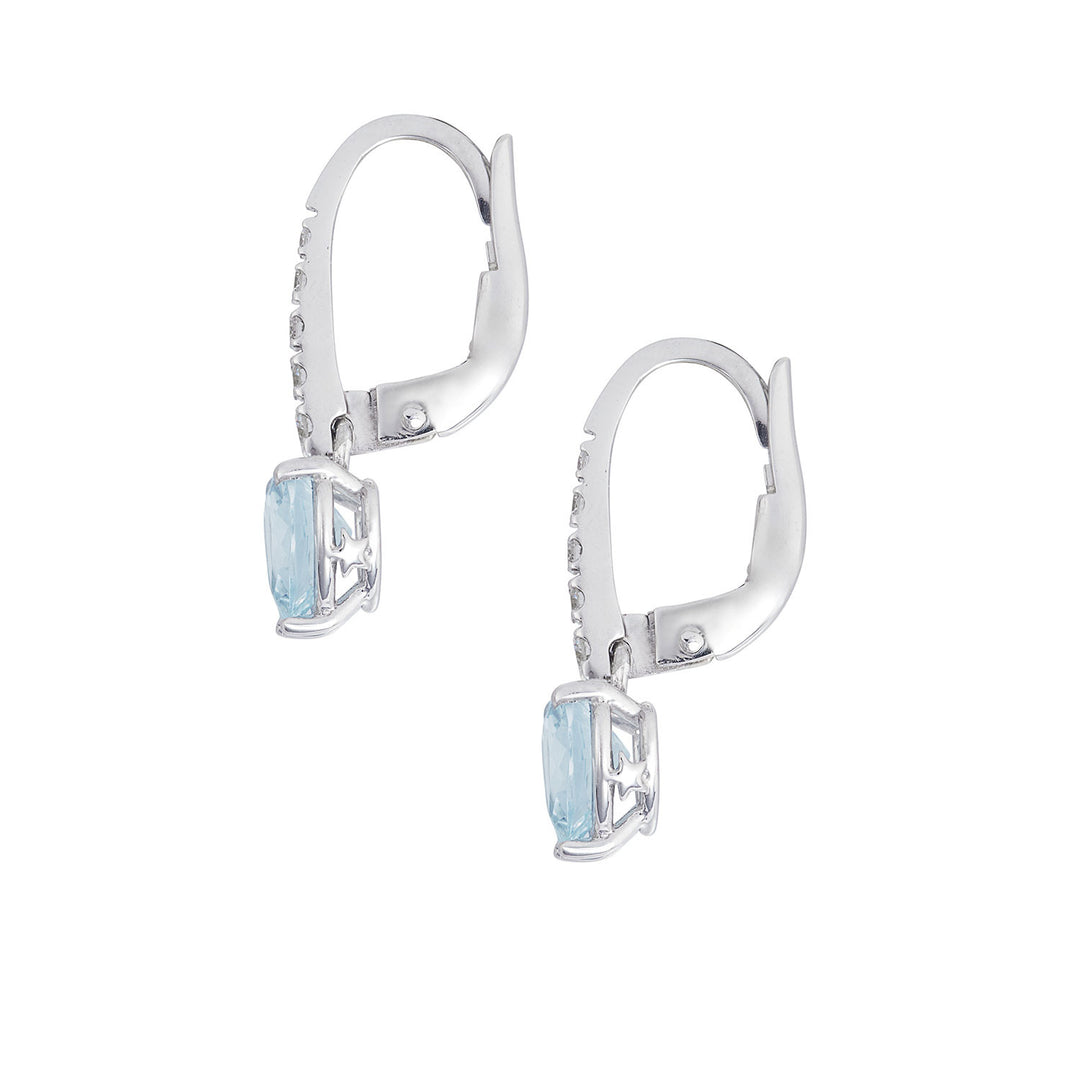 Comete Aquamarine Heart Earrings in Gold and White Diamonds ORQ279
