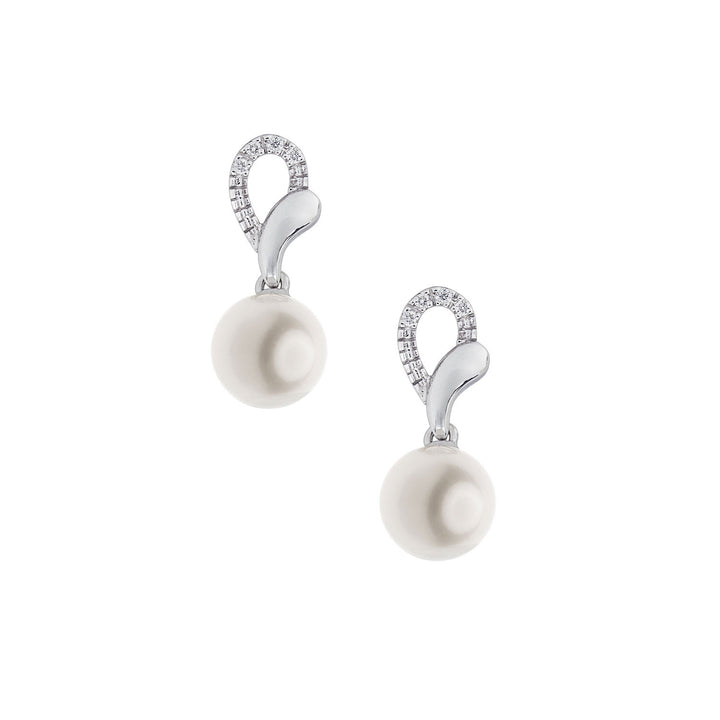 Comete Earrings with Pearl in 750‰ Gold and Diamonds ORP772