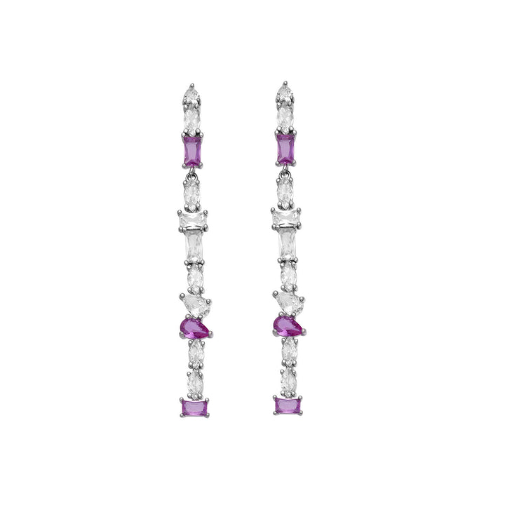 Comete Cascade earrings in 925‰ Silver and white and pink Zircons ORA217