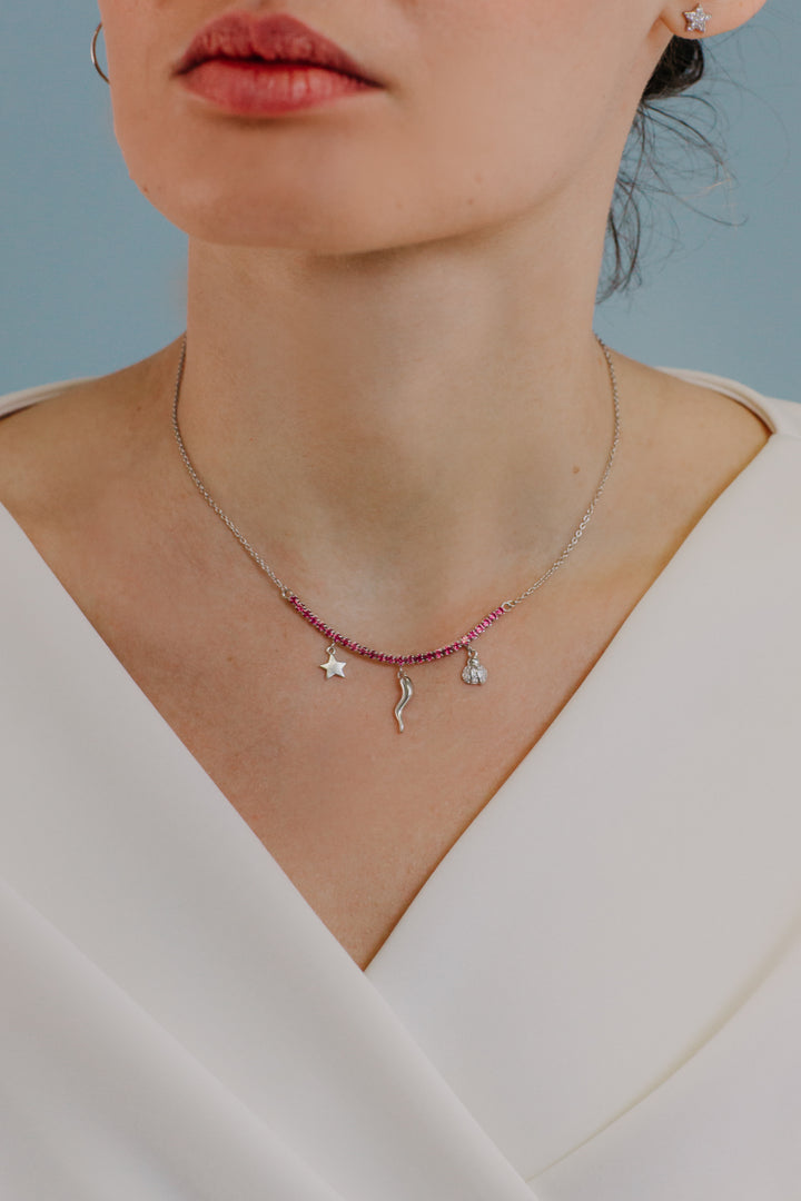 Comete Tennis Necklace in Silver Cornetto GLA255