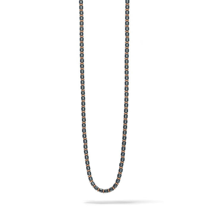 Comete Necklace in Steel, rosé PVD and black Hematite UGL733