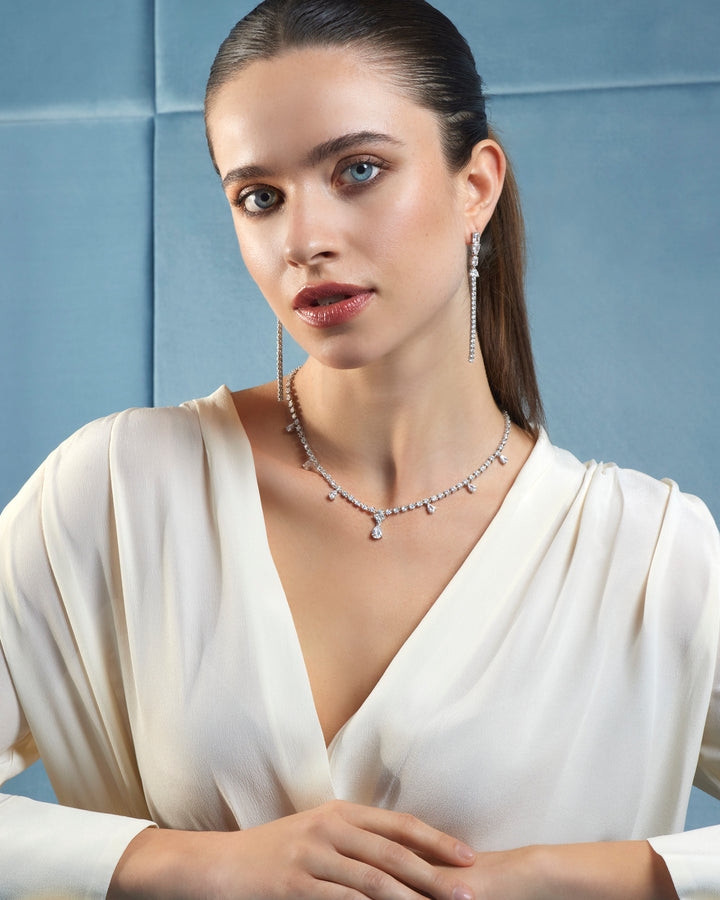 Comete Cascade earrings in 925‰ Silver and white Zircons ORA213
