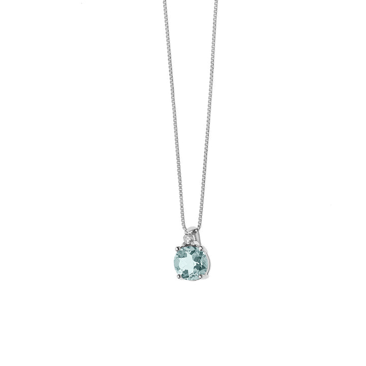 Comete Necklace in Gold, Diamonds and Round Aquamarine GLB1383