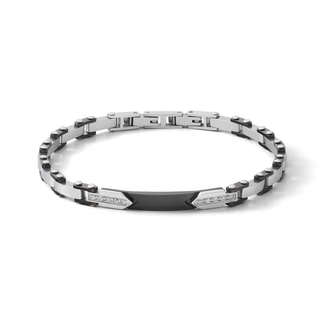 Comete Bracelet in black PVD steel and white zircons UBR1061