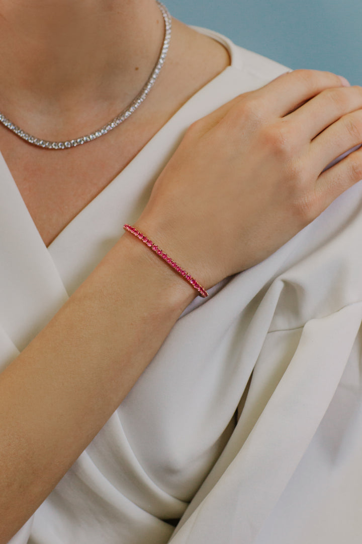 Comet Tennis in Rose Silver and Pink Zircons BRA241M16
