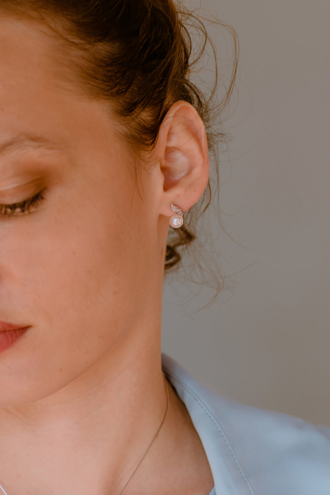 Comete Pearl Earrings in Gold and Diamonds ORP744