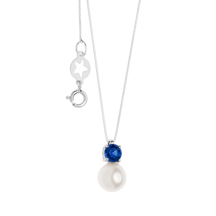Comete Necklace in Gold, Pearls and Round Sapphire GLP613
