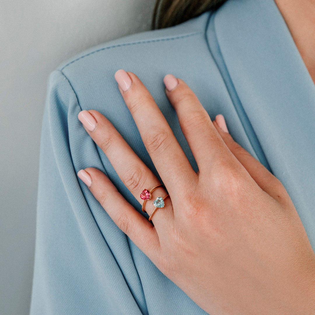 Comete Ring in rose gold and heart-shaped pink topaz ANB2545