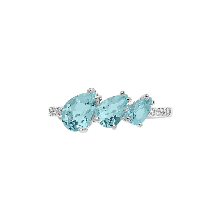 Comete Gold Ring with Diamonds and Aquamarine Drop ANQ329