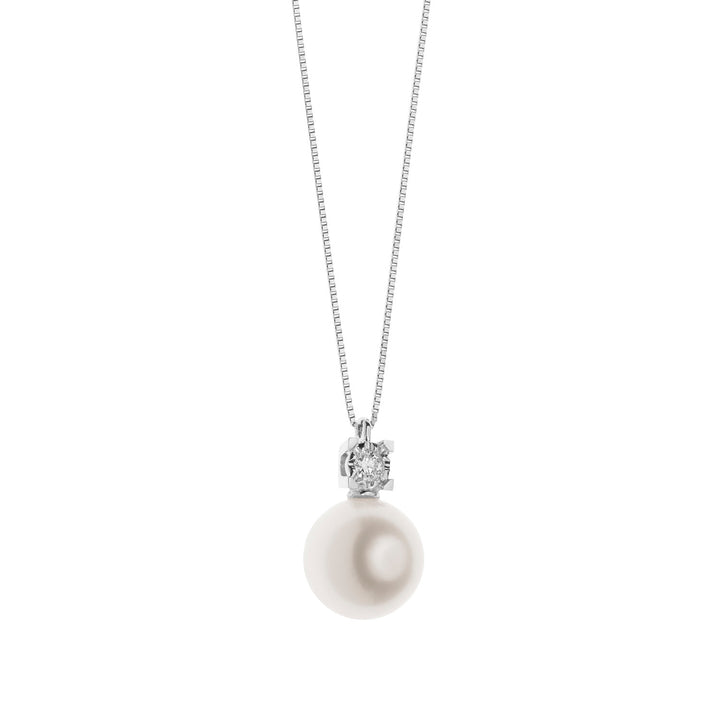 Comete Necklace Pearl light point in Gold and Diamond GLP594