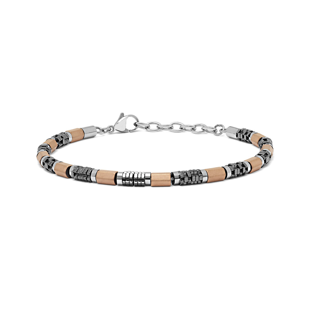 Comete Steel bracelet with hematite and rosé PVD UBR970