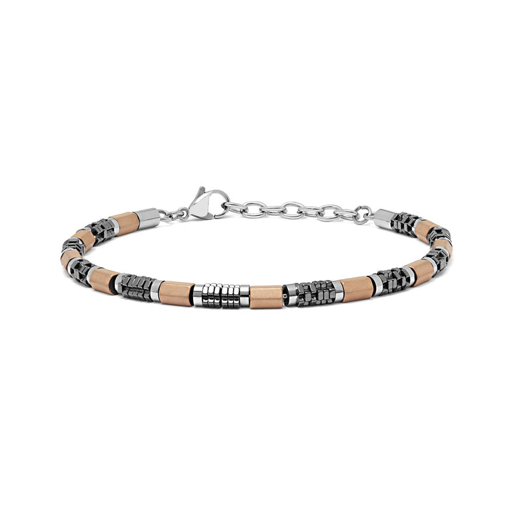 Comete Steel bracelet with hematite and rosé PVD UBR970