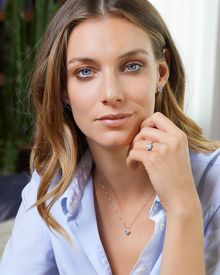 Comete Ring in white gold with Blue Topaz Carrè ANB2680
