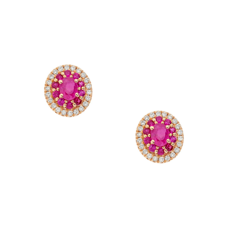 Comete Earrings in rose gold with diamonds and rubies ORB1032