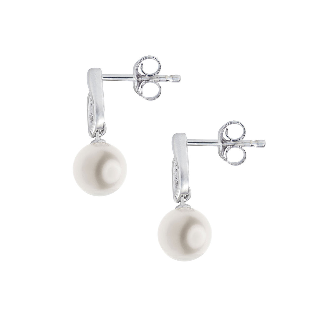 Comete Pearl Earrings in 750‰ Gold and White Diamonds ORP769