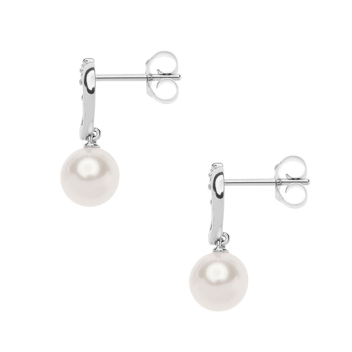 Comete Pearl Earrings in Gold and Diamonds Drop ORP743