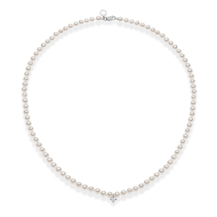 Comete Acquadolce Pearl Strand Necklace in Gold and Diamond FWQ320