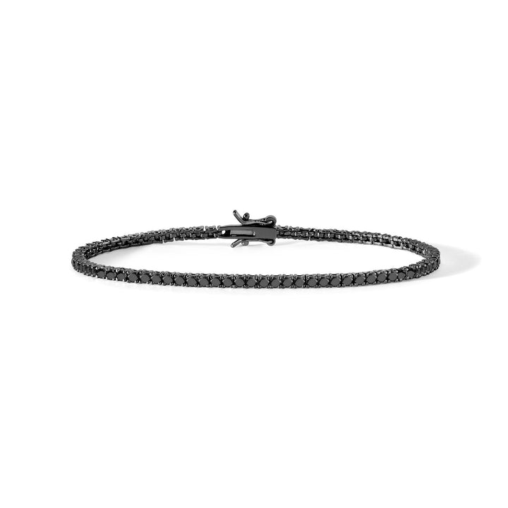 Comete Tennis in 925‰ burnished silver and black zircons UBR899
