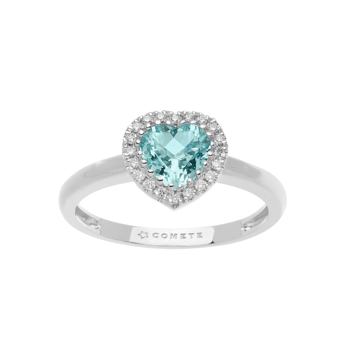 Comete Gold Ring with Diamonds and Aquamarine Heart ANQ313