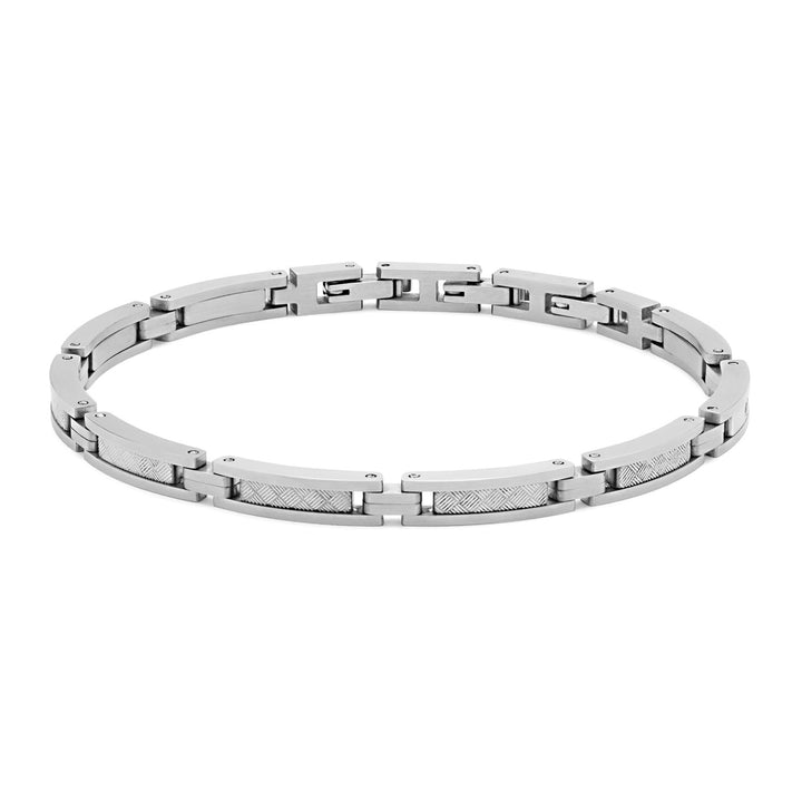 Comete Texture bracelet in polished and satin steel UBR980