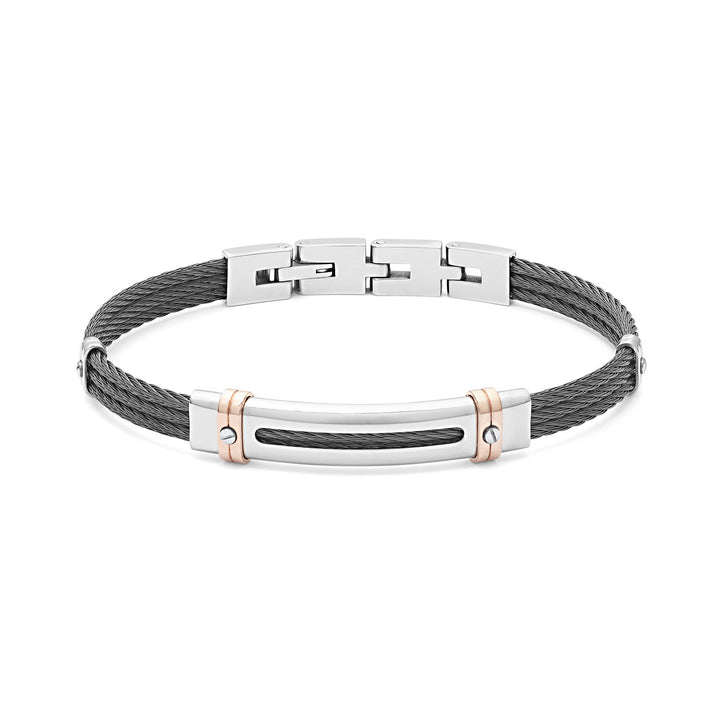 Comete UBR960 black Steel and PVD cable bracelet
