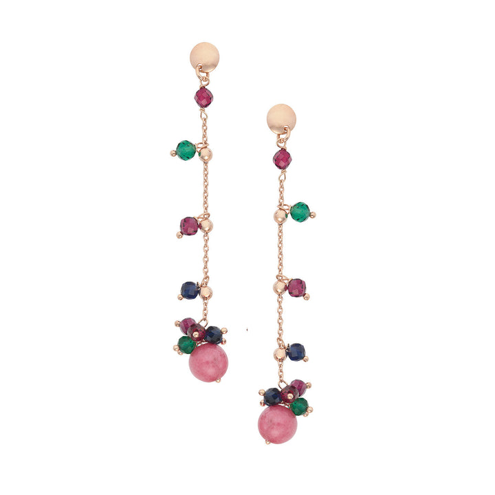 Comete Earrings in 925‰ Silver with Jade and blue, red and green stones ORA222