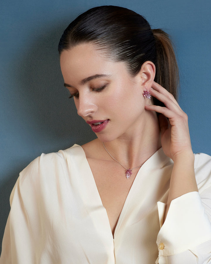 Comete Earrings in pink degradé Zircons 925‰ Silver ORA212
