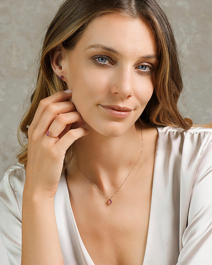 Comete Ring in rose gold with Oval Pink Topaz ANB2678