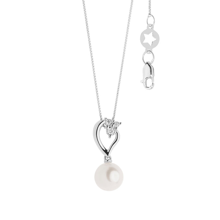 Comete Choker Necklace Pearls in Gold and Diamonds Drop GLP611