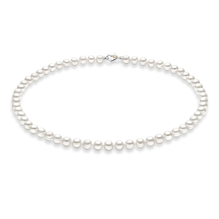 Comete Strand of Freshwater Pearls in Silver and Star in Yellow Gold 50 cm FWQ31050